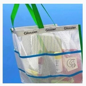 Glossier Miami exclusive beach bag mesh tote 🏖️